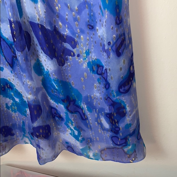 Blue & Gold Strapless Dress - Picture 5 of 8